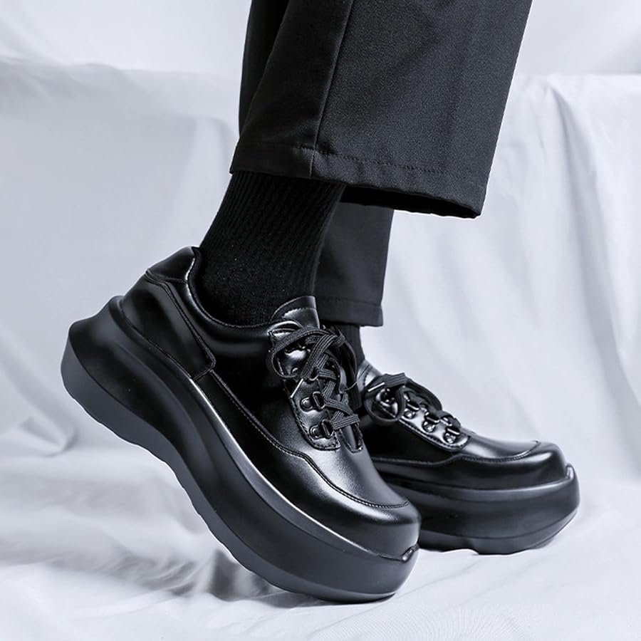 Amazon.com | GLBDU Men's Leather Lace Up Chunky Platform